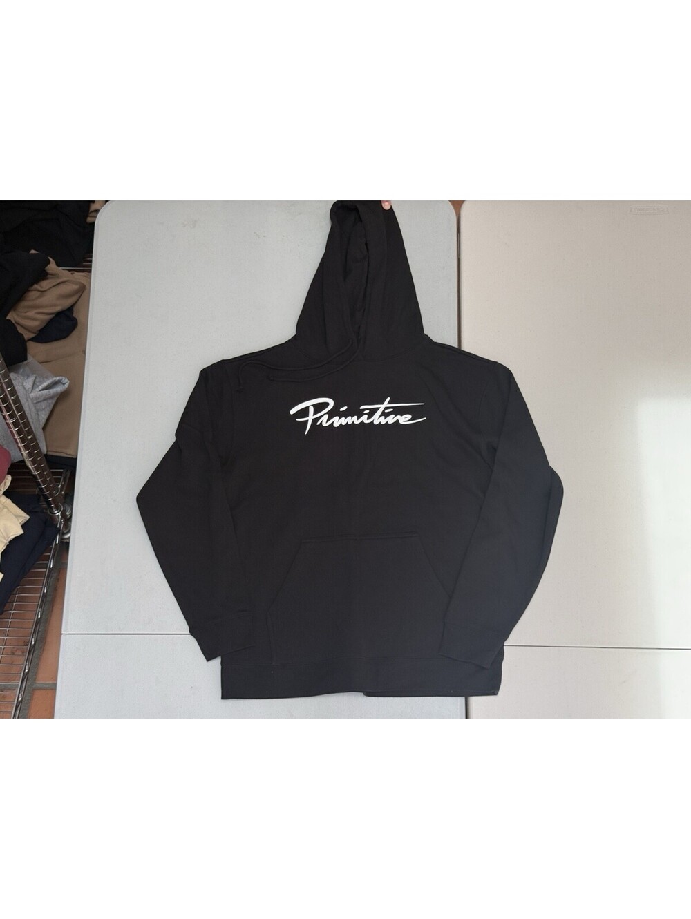 Primitive Script Logo Hoodie Black Size Large Skate Streetwear Pullover